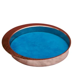 Firenze Round Copper and Light Blue Empty Pocket Tray