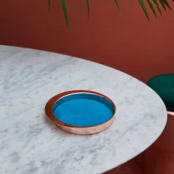 Firenze Round Copper and Light Blue Empty Pocket Tray