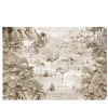 Flamingos Sepia Handcrafted Textured Wallpaper