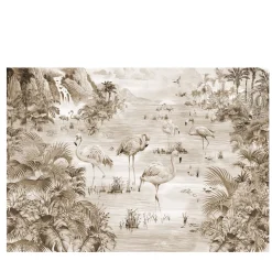 Flamingos Sepia Handcrafted Textured Wallpaper