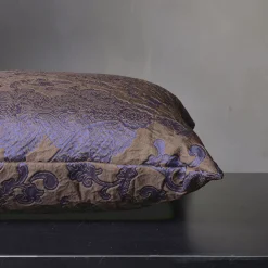 Flannel Square Floral Purple Jacquard Cushion