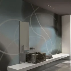 Flo Collection Light blue and Gray Textured Wallpaper by Karim Rashid