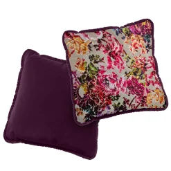 Flower Fantasy and Bordeaux Velvet Reversible Cushion