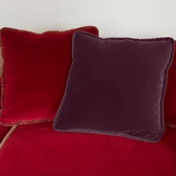 Flower Fantasy and Dark Cherry Velvet Reversible Cushion