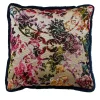 Flower Fantasy and Midnight Blue Velvet Reversible Cushion