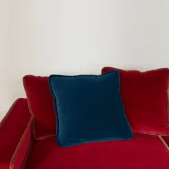 Flower Fantasy and Midnight Blue Velvet Reversible Cushion