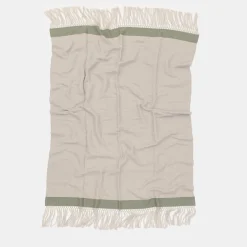 Fringed Green-Banded Blanket