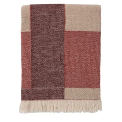 Fringed Intertwined-Patterned Red Blanket