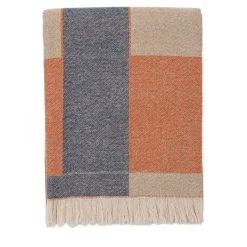 Fringed Intertwined-Patterned Orange Blanket
