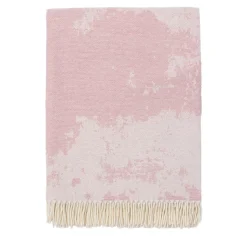 Fringed Plaster-Effect Pink Blanket