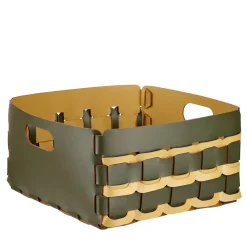 Geometria Olive and Mustard Leather Basket
