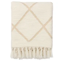 Geometric-Patterned Beige Blanket