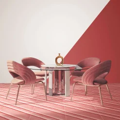 Geometrie d'Ombra Diagonal Motif Ruby Red Ceramic Tile
