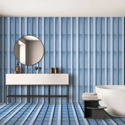 Geometrie d'Ombra Line Motif Blue Ceramic Tile