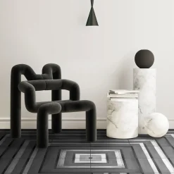 Geometrie d'Ombra Square Motif Coal Black Ceramic Tile