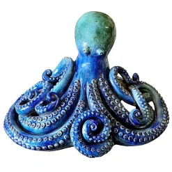 Giant Octopus Blue Ceramic Sculpture