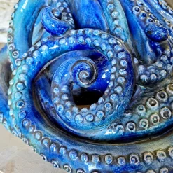 Giant Octopus Blue Ceramic Sculpture