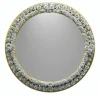 Gilded Round Mirror with Capodimonte Porcelain Roses