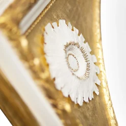 Gilded Wall Mirror with Capodimonte Porcelain Sunflowers and Gold Accents