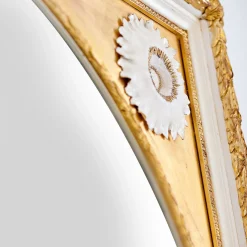 Gilded Wall Mirror with Capodimonte Porcelain Sunflowers and Gold Accents