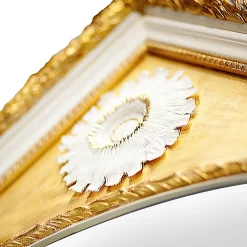 Gilded Wall Mirror with Capodimonte Porcelain Sunflowers and Gold Accents