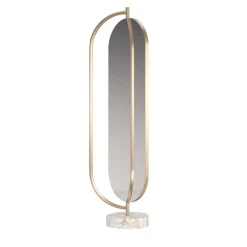 Giove calacatta marble and satin brass metal mirror