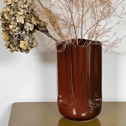 Giuseppe Auburn Glossy Mattone Glazed Ceramic Vase