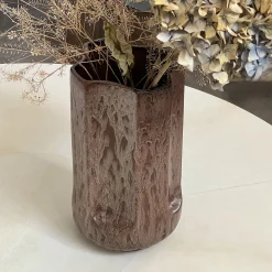 Giuseppe Rame Glossy Bronze Glazed Ceramic Vase