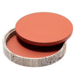 Giza Leather & Marble Round Box #6