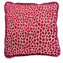Glam Leopard and Red Couture Velvet Reversible Cushion