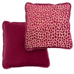 Glam Leopard and Red Couture Velvet Reversible Cushion