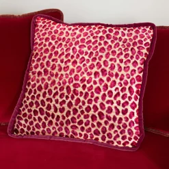 Glam Leopard and Red Couture Velvet Reversible Cushion