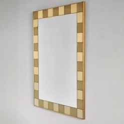 Glass and Satin Brass Wall Mirror