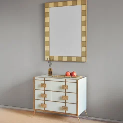 Glass and Satin Brass Wall Mirror