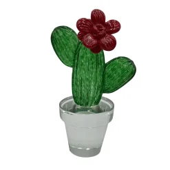 Glass Cactus with Red Flower