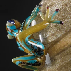 Glass Egg With Turquoise Frogs