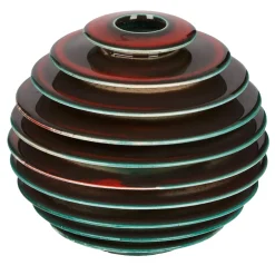 Globo Rosso Grooved Red Ceramic Vase