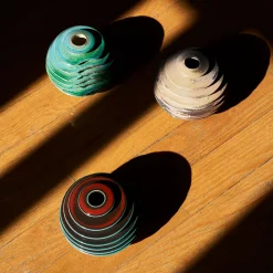 Globo Rosso Grooved Red Ceramic Vase