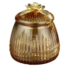 Gold and Amber Crystal Globe Box with Lid #2