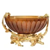 Gold and Amber Crystal Oval Fruit Bowl
