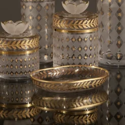 Gold and Laurel Leaf Glass Soap Dish