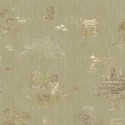 Gold Hours & Blinks Polyester Wallcovering Fabric