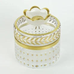 Gold Laurel Motif Glass Low Jar