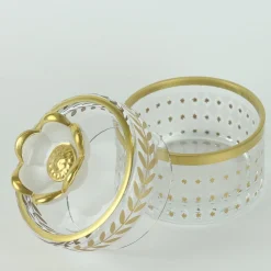 Gold Laurel Motif Glass Low Jar