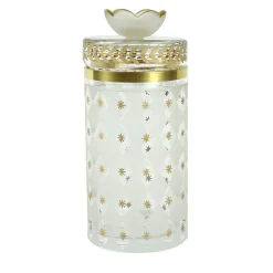 Gold Laurel Motif Glass Tall Jar