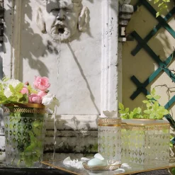 Gold Laurel Motif Glass Tall Jar