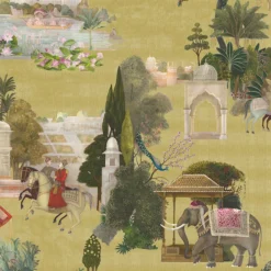 Gold Rajasthan Cotton Wallcovering Fabric