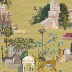 Gold Rajasthan Cotton Wallcovering Fabric