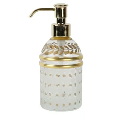 Gold-Accented Glass Soap Dispenser