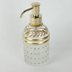 Gold-Accented Glass Soap Dispenser
